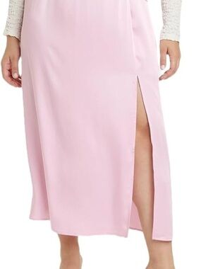 💗 A New Day Light Pink Satin Midi Skirt with Slit | Plus Size 2X | NWT